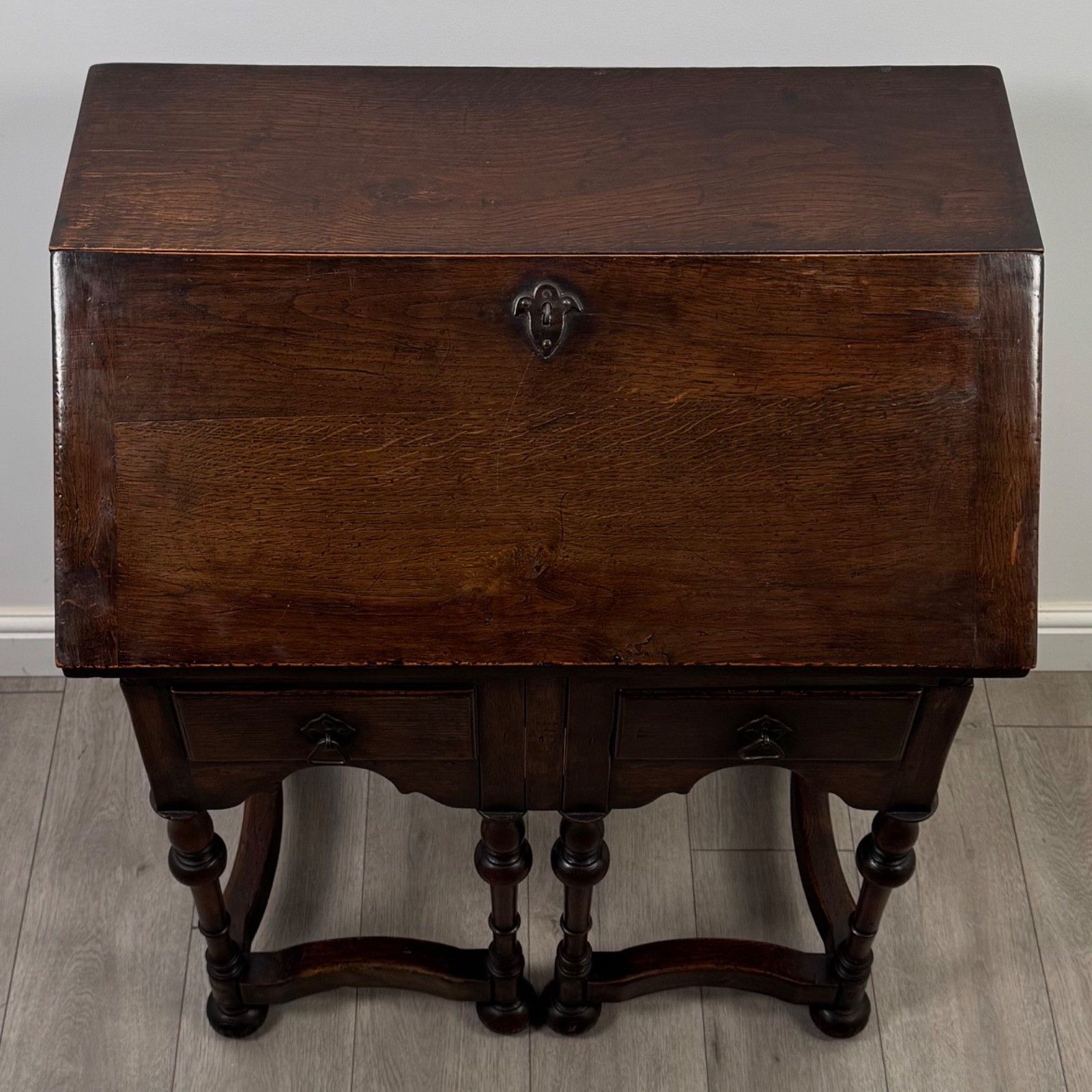 photo for sale Antique 20th Century Unique Jacobean Style Bureau In Oak