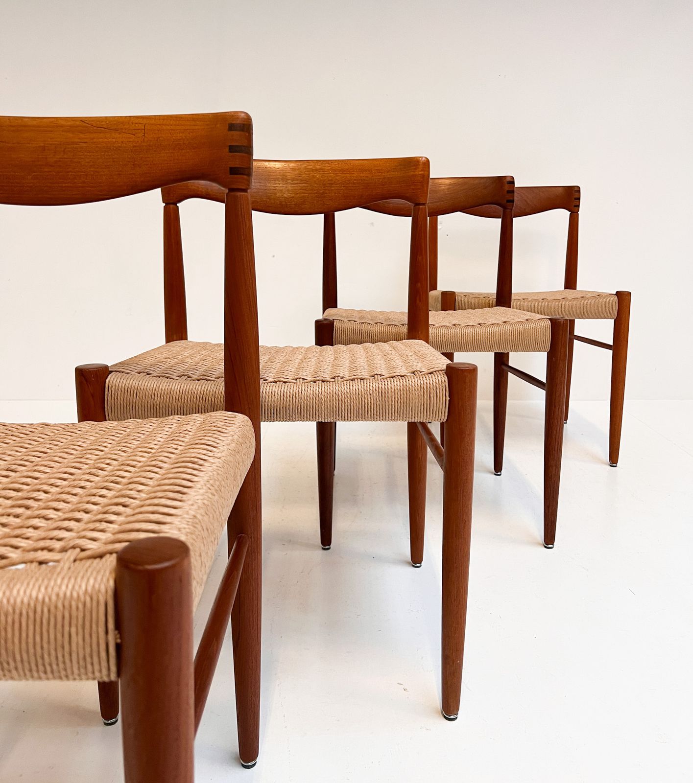 Refurbished Set Of 4 Papercord Chairs By H. Klein For Bramin, 1960s photo for sale