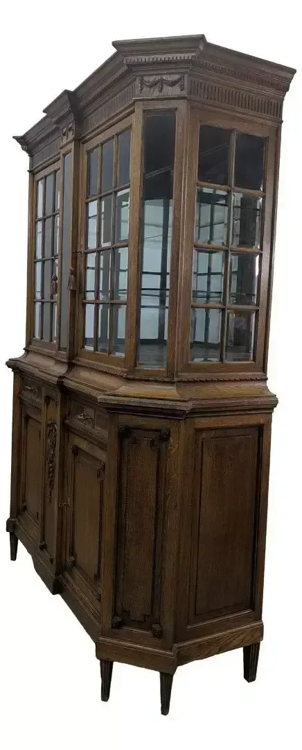 Louis XVI Style Oak Silver Cabinet, Richly Carved photo furniture