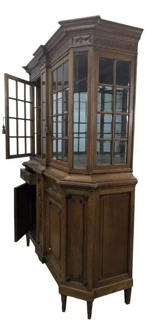 Louis XVI Style Oak Silver Cabinet, Richly Carved photo Furniture