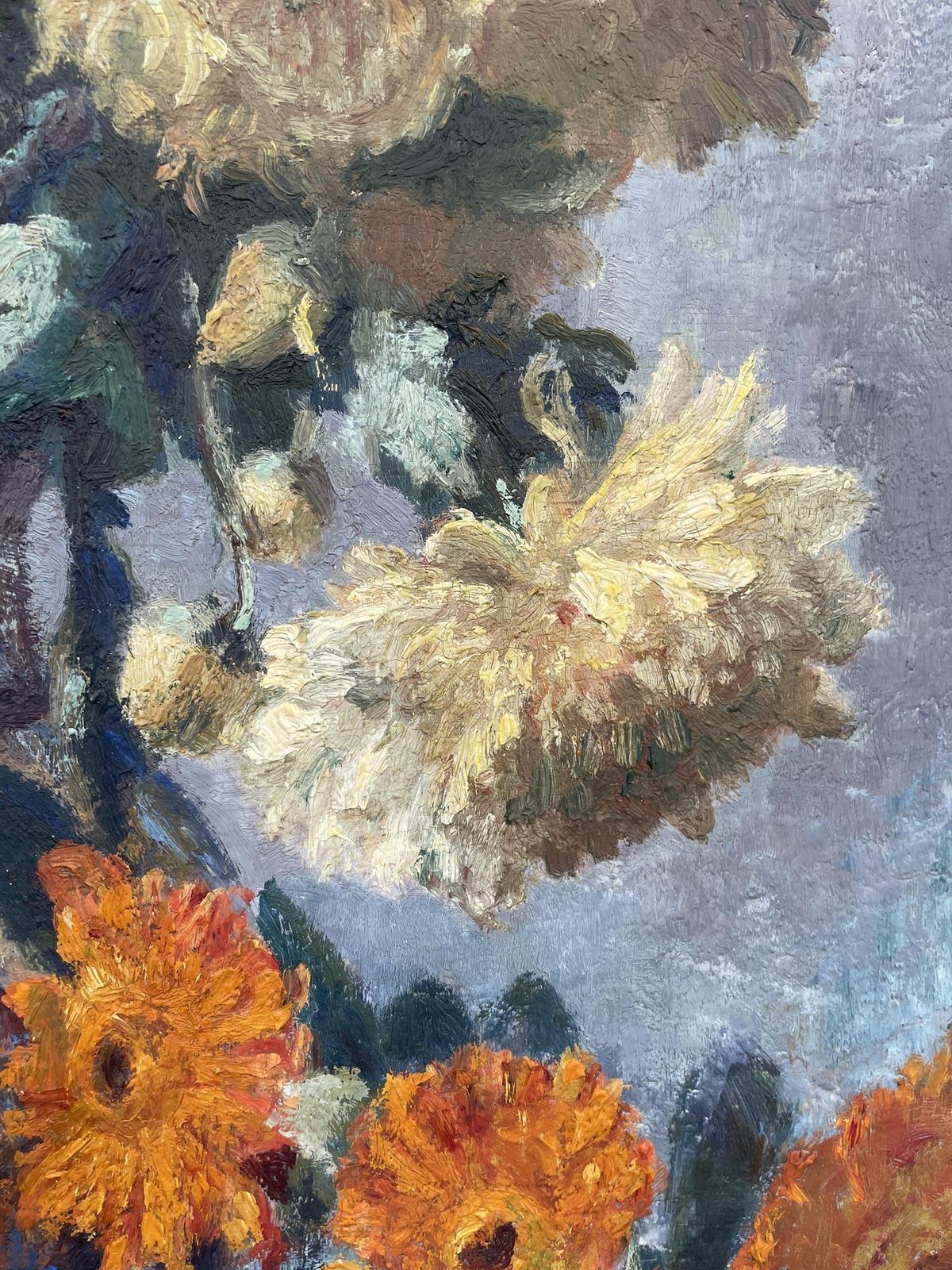 G. Gagneau, Oil On Canvas Composition With Dahlias And Gerberas photo buy