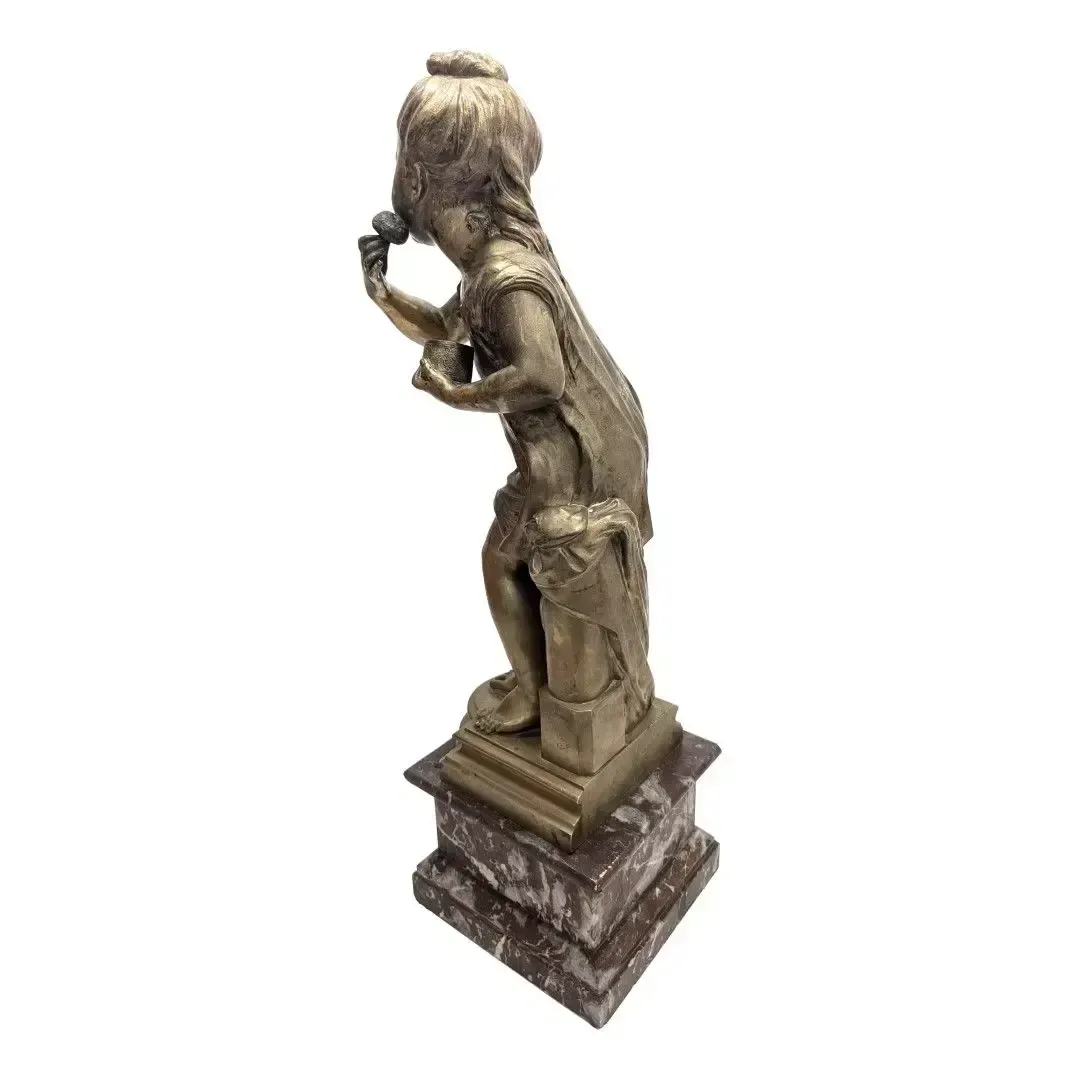 Bronze By Nicolas Lecornet: Young Child Powdering His Face, Late 19th Century photo for sale