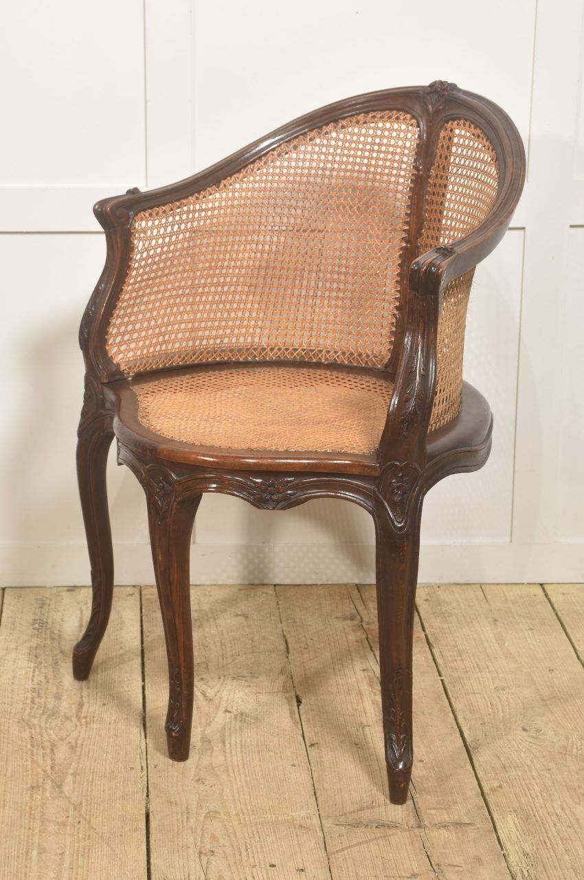 French Carved Oak Caned Bergère Chair photo Furniture
