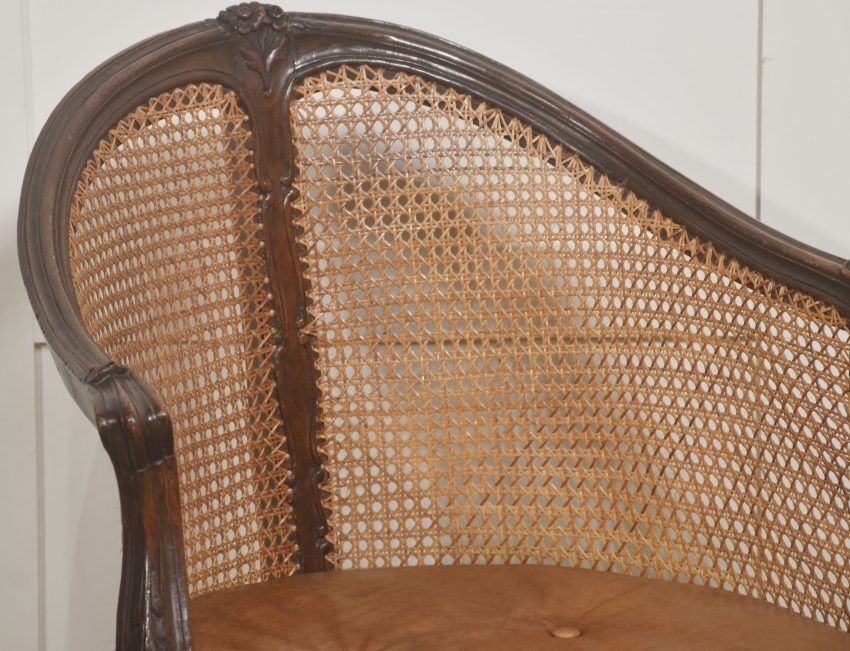 photo for sale French Carved Oak Caned Bergère Chair