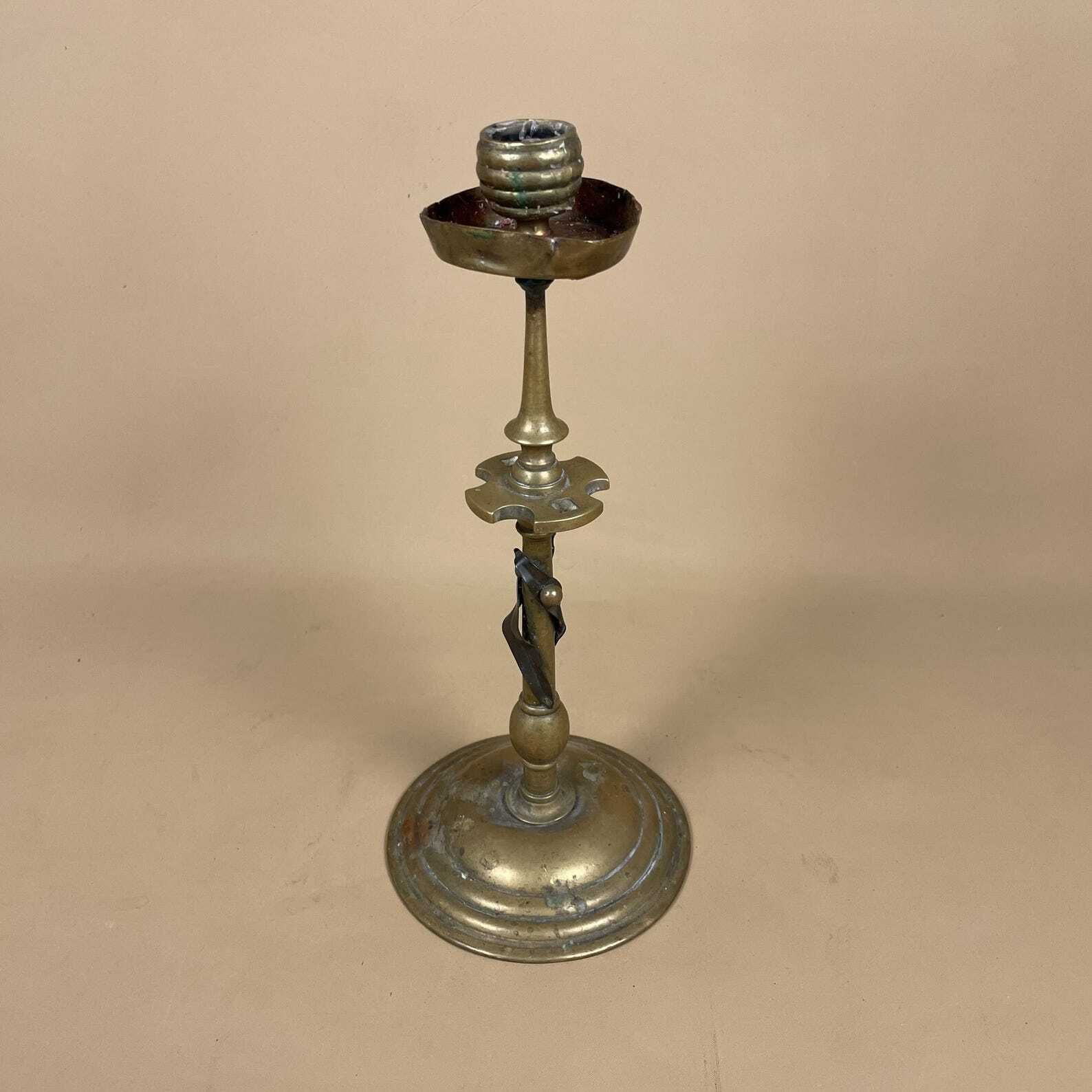Antique Brass Candlestick Candle Holder Gold Metal Twisted Table Centrepiece Decorative Round Base Floral Centre Display Victorian Style