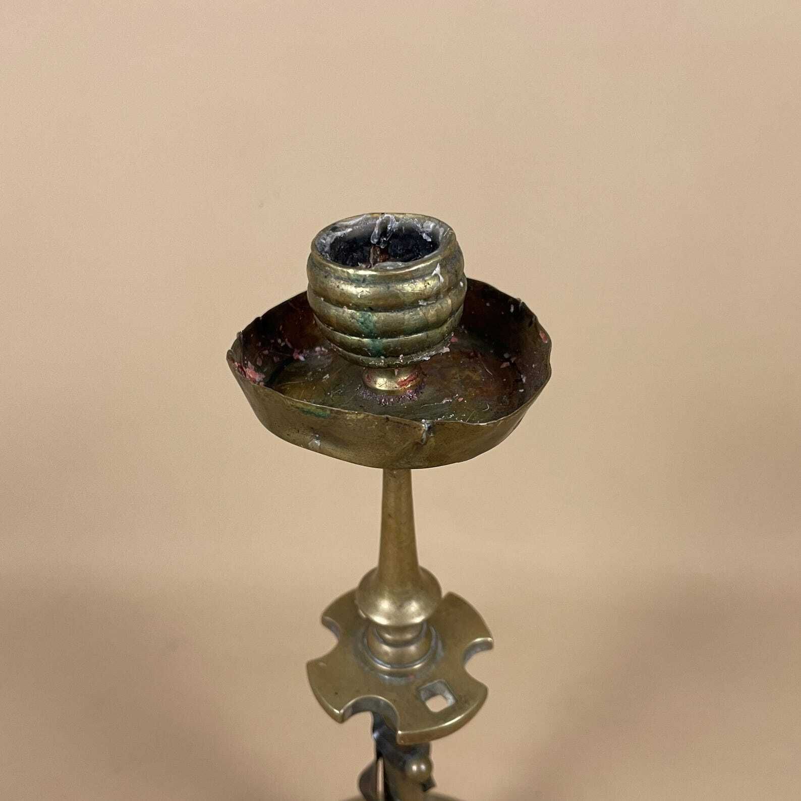 Antique Brass Candlestick Candle Holder Gold Metal Twisted Table Centrepiece Decorative Round Base Floral Centre Display Victorian Style photo 55.0