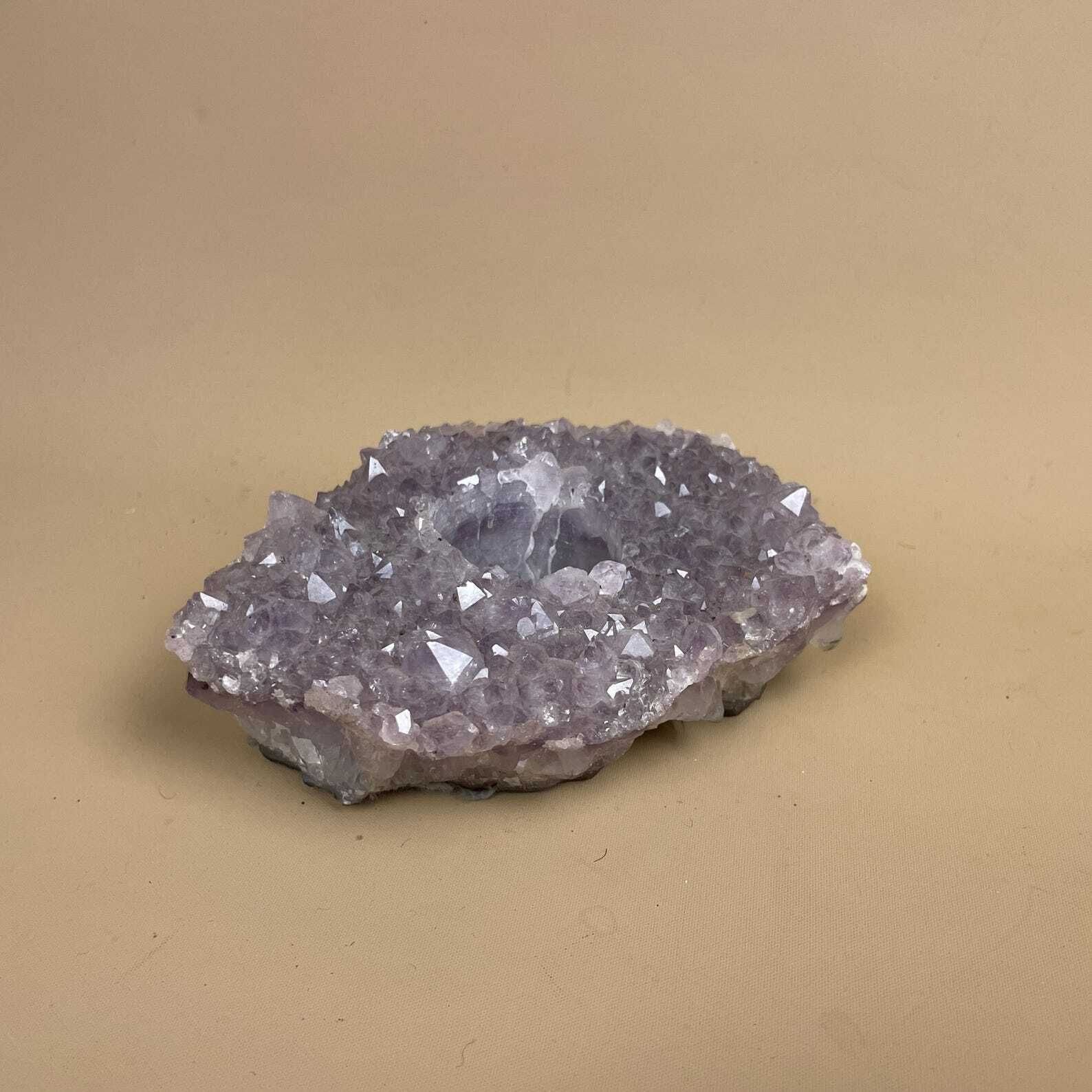 Amethyst Crystal Tea Light Candle Holder Purple Cluster Incense Burner Natural Rock Candlestick Holder Home Interior Decor