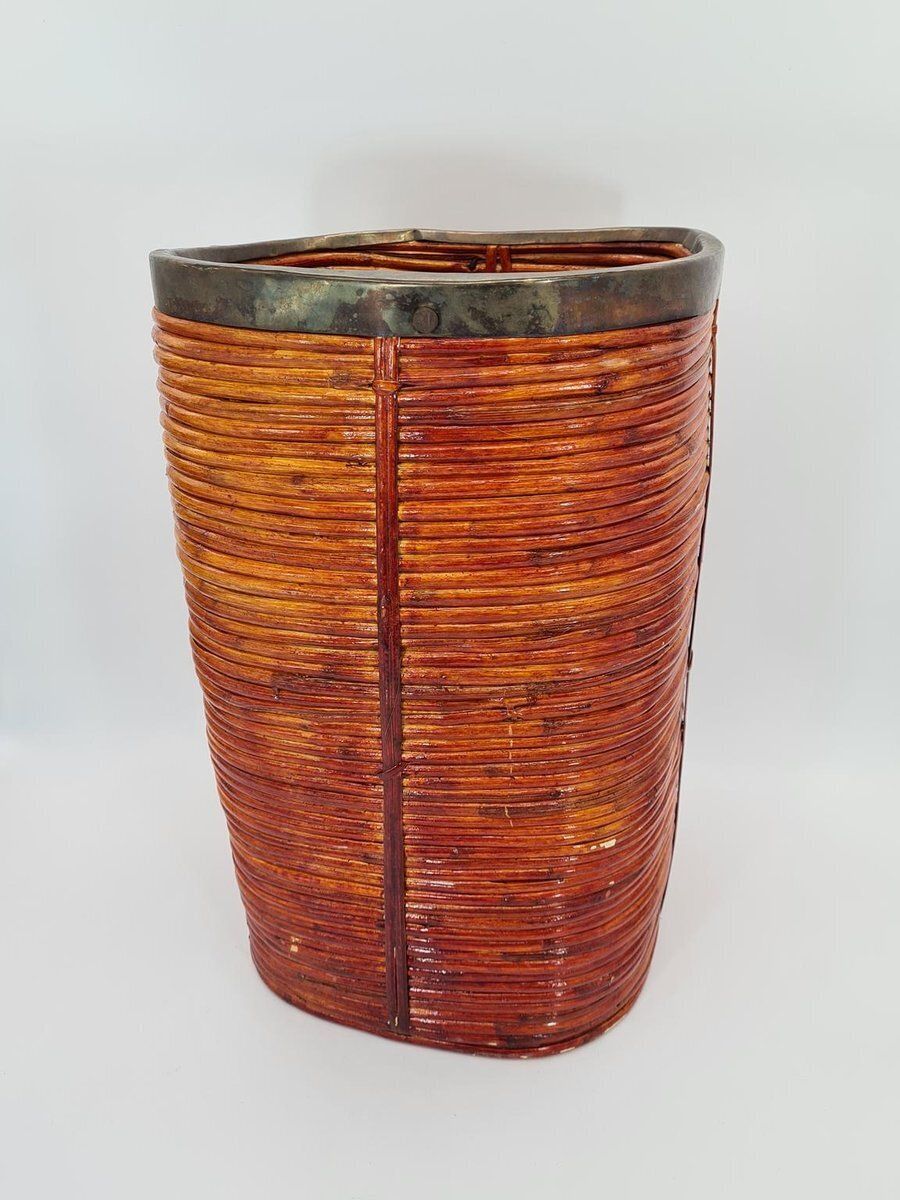 Bamboo And Metal Umbrella Stand, 1970s photo 150.0