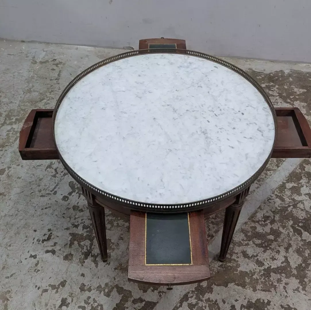 Louis XVI Style Bouillotte Pedestal Table With Marble Top photo vinterior
