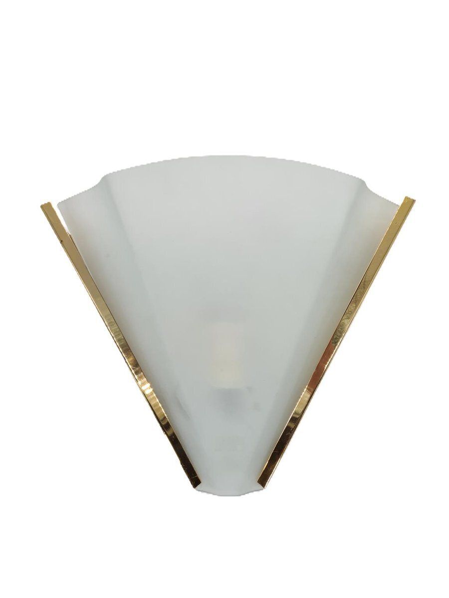 Italian Wall Lamp In Frosted Glass And Brass From Errebi Luce, 1980s
