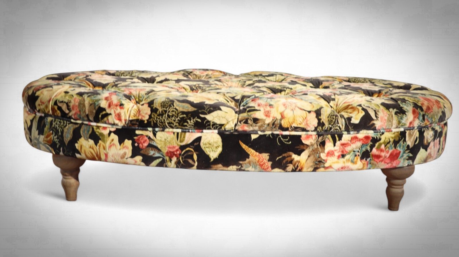 Beautiful Large Country House Footstool Ottoman In Gorgeous Floral Velvet 🚚 photo furniture