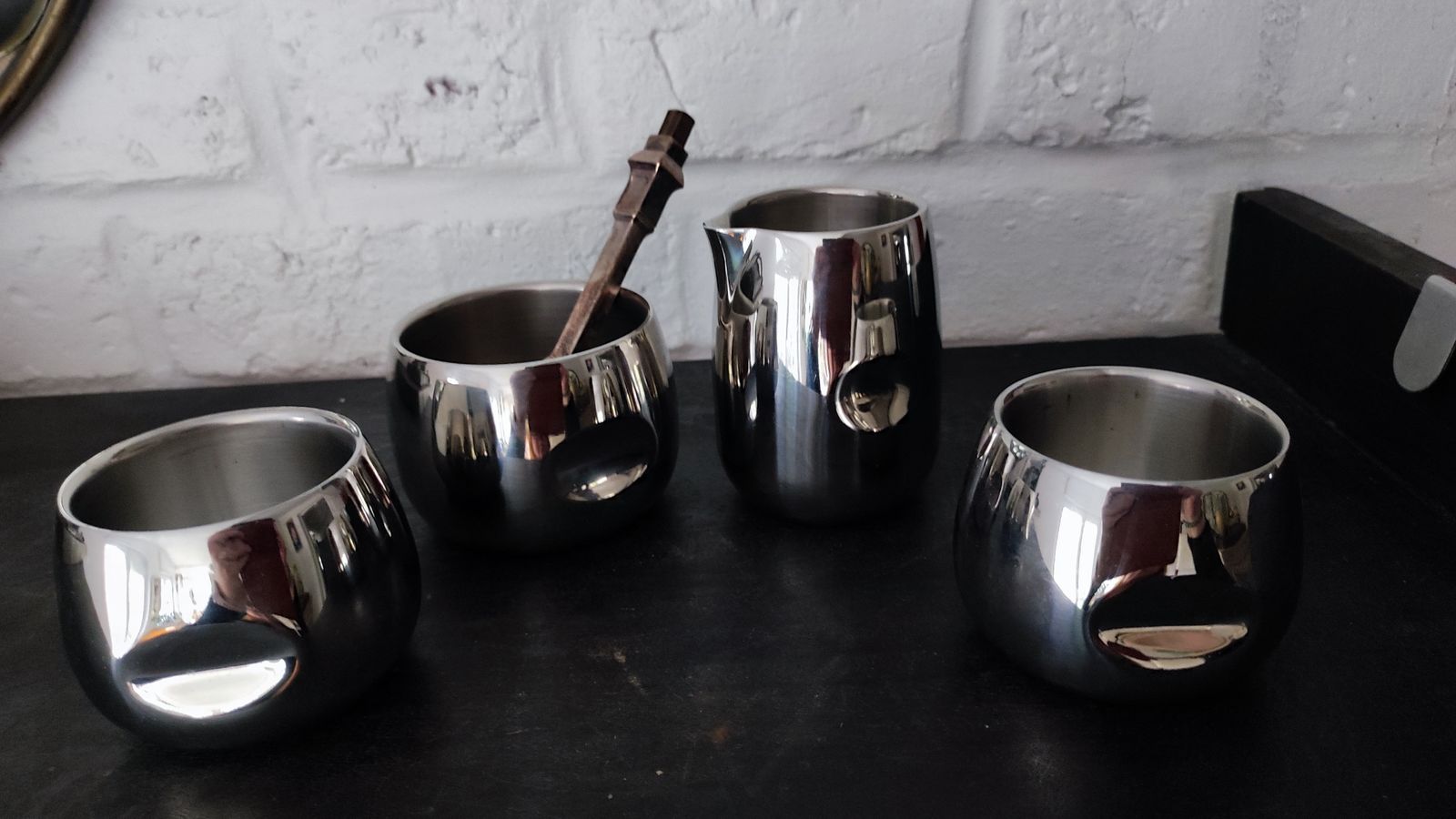 photo vintage Amc Art Design Vintage 2 Espresso Cups With Creamer And Sugar, 70s Italian Coffee Set