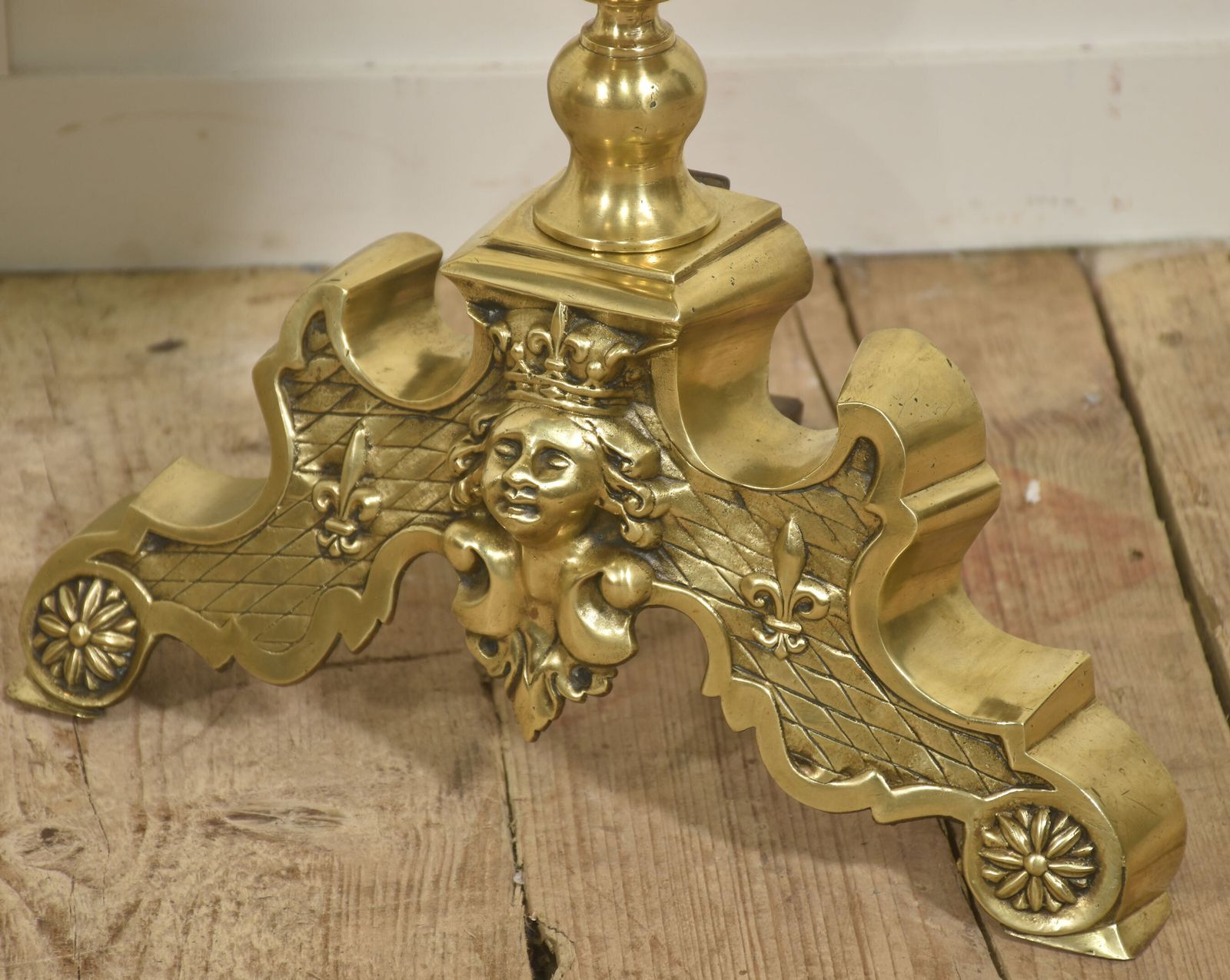 Pair Of Monumental Gilt Brass Andirons photo Home Fixtures