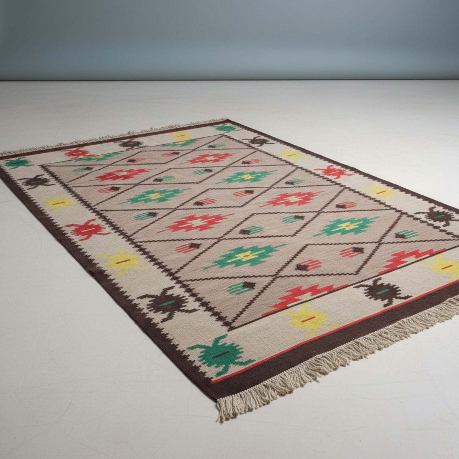 Geometrisch Tapijt, Typisch Jaren 1960, Brusselse Stijl, Kelim photo 676.0