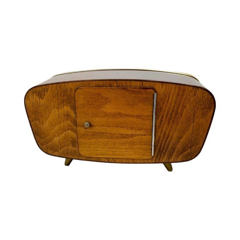 Weimar Walnut Veneer Mantel Clock, 1960s, West Germany, Mid Century Modern photo vinterior