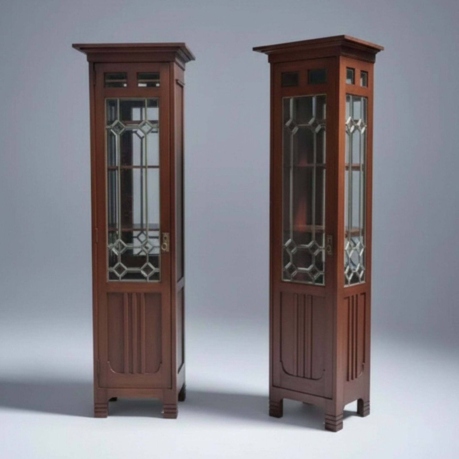 Pair Of Art Nouveau Solid Wood Showcases, Central Europe, Circa 1910 photo furniture