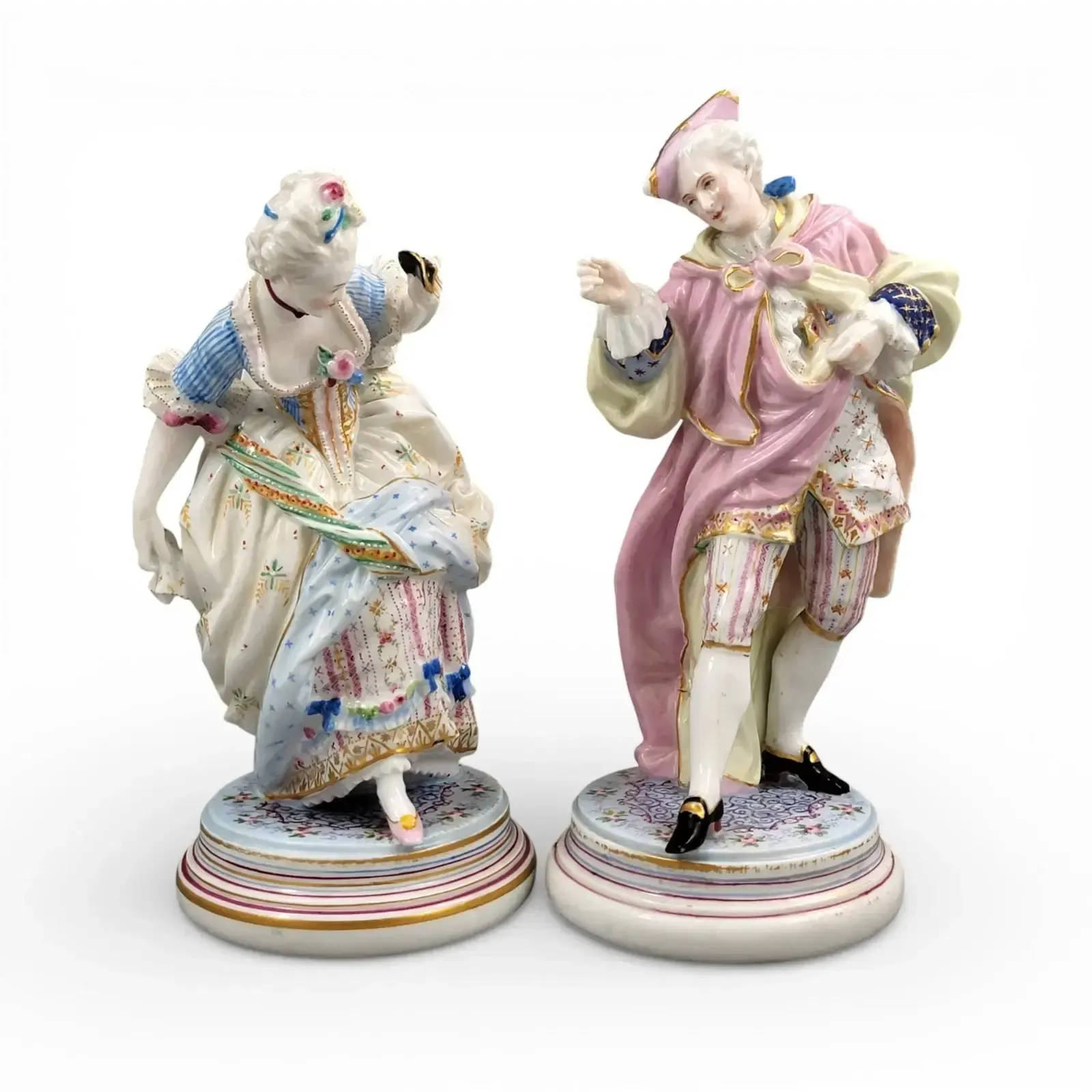 French Paris Porcelain Masquerade Figures In The Style Of Vion & Baury, C. 1860
