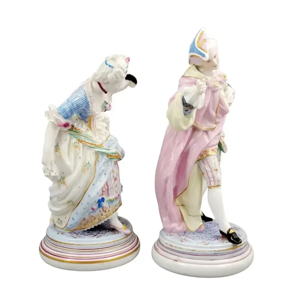 French Paris Porcelain Masquerade Figures In The Style Of Vion & Baury, C. 1860 photo 850.0