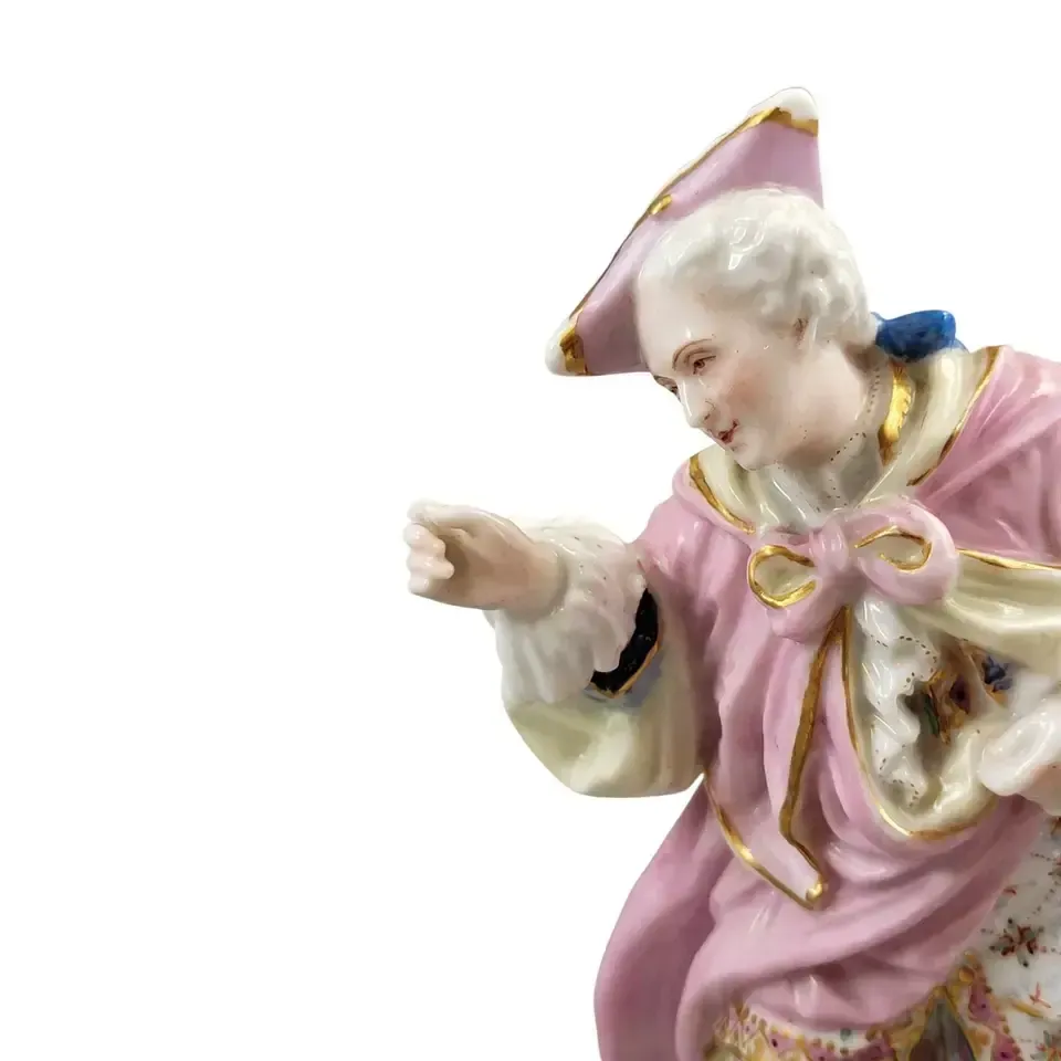 French Paris Porcelain Masquerade Figures In The Style Of Vion & Baury, C. 1860 photo vintage