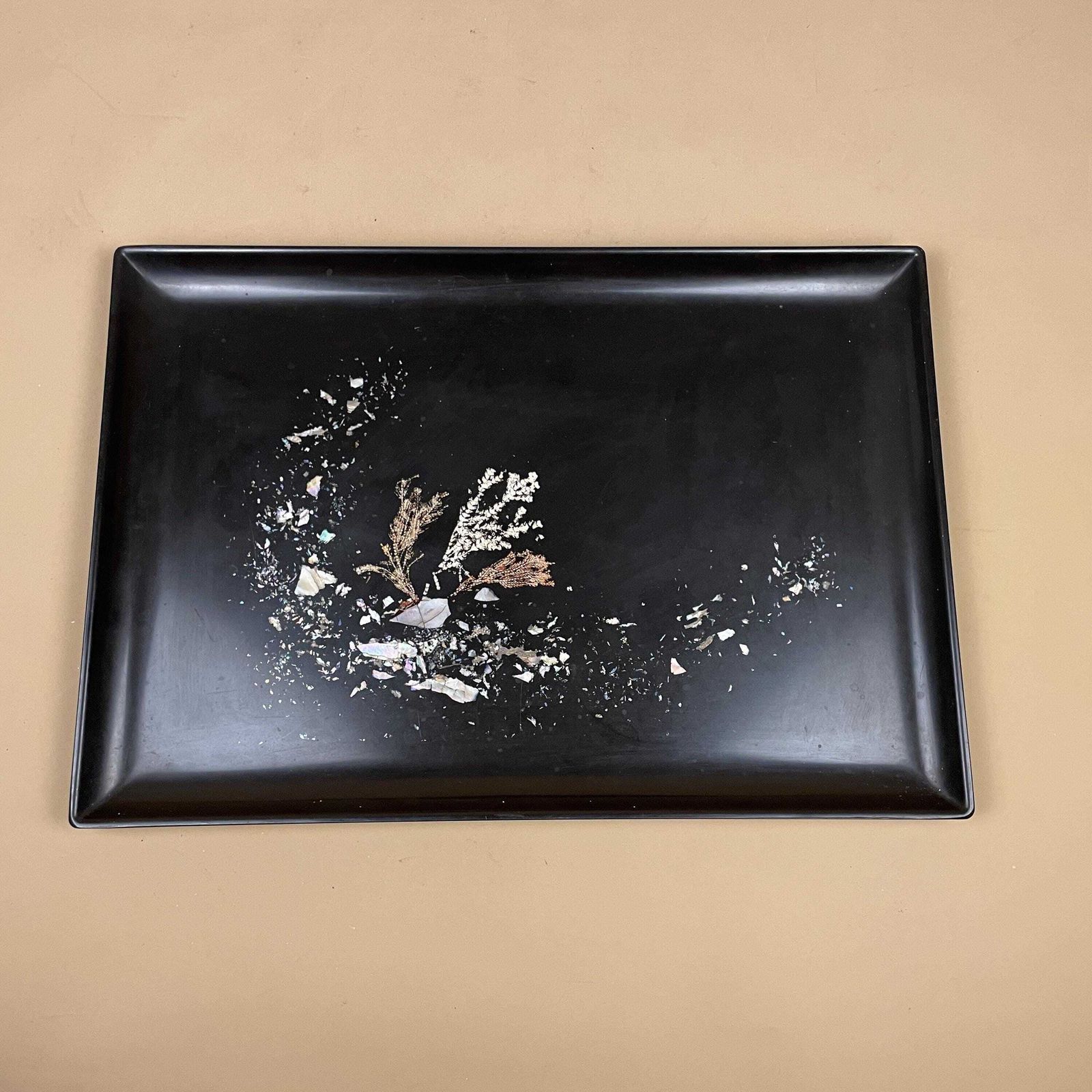 Couroc Monterey Black Tray Abalone Inlay Beach Mcm 1960s Mid Century Modern California Resin Serving Tray Coastal Decor photo buy