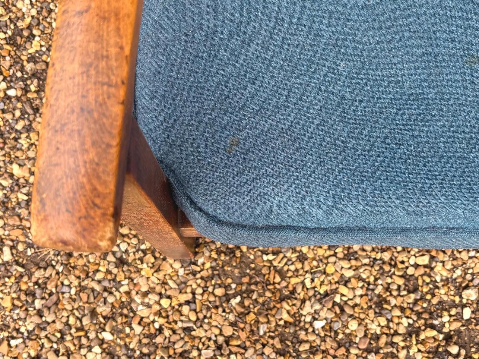 Antique Low Oak And Leather Nursing Fireside Elbow Armchair photo vinterior