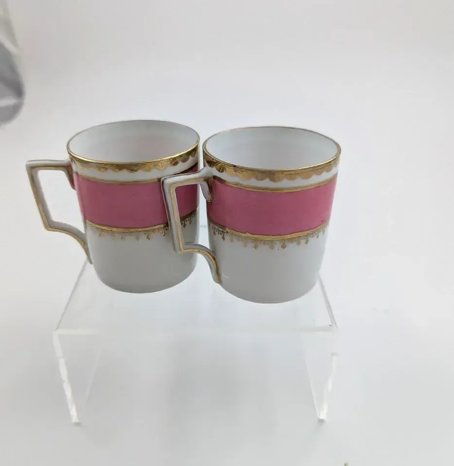 photo vintage Victoria Austria Porcelain 12 Piece Coffee Set For 6, Chelsea Style, Pink & Gold