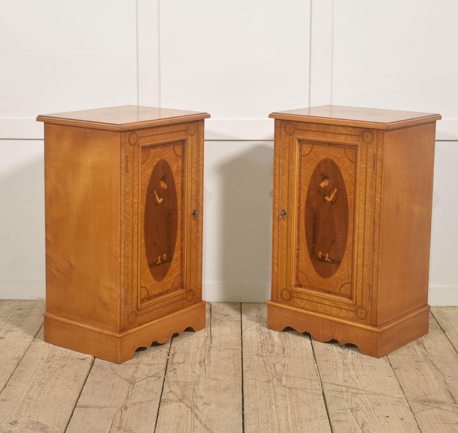 Pair Of Neo Classical Revival Marquetry Bedside Cabinets photo 1794.0
