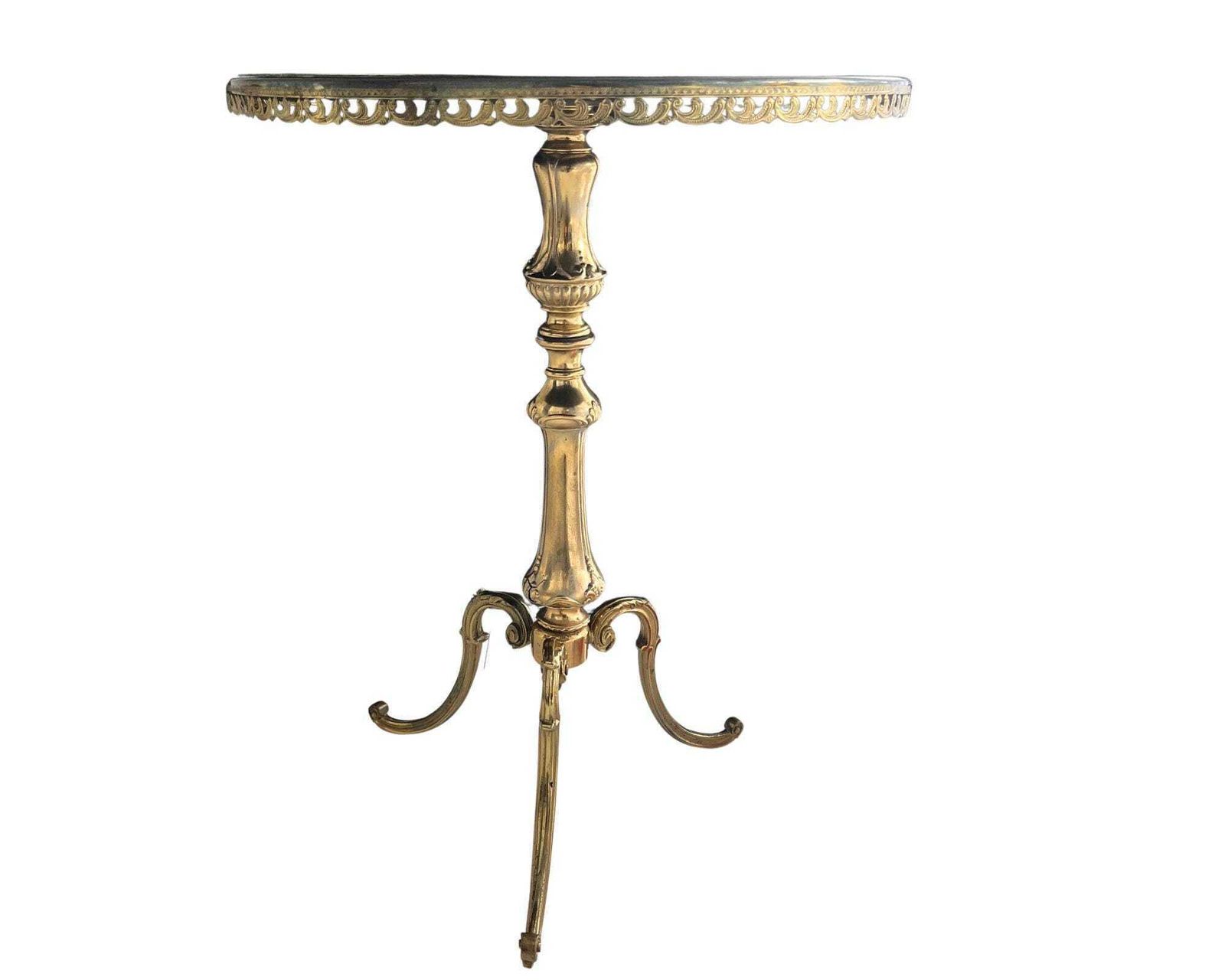 Gouden Wijntafel Met Kunstleer | Mid Century Bijzettafel photo vinterior
