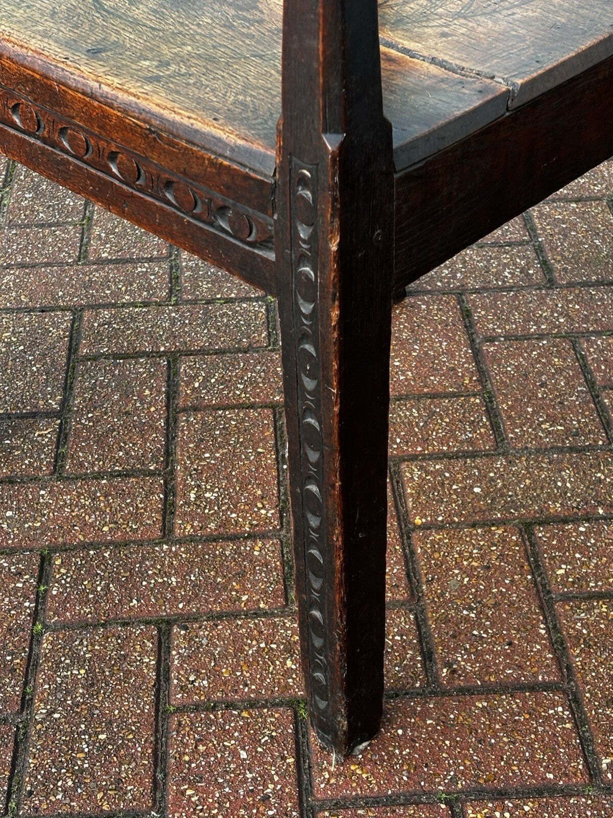 Furniture Early English Georgian Oak Carved Armchair, Superb Quality. photo