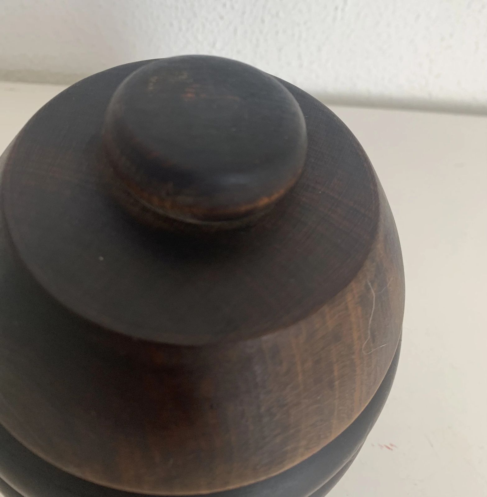 Vintage 1930s Tobacco Jar, Carved Wood, Pipe   15 X 12 Cm photo Home Decor
