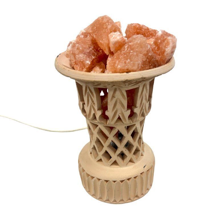 Carved Salt Lamp Made Of Natural Rock Salt, Ceramic, Vintage, Handmade, 1970s photo furniture