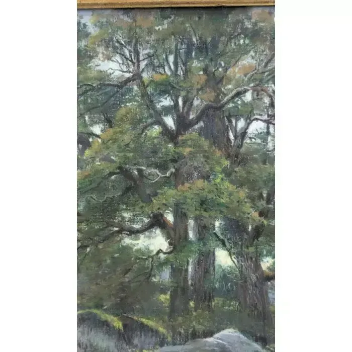 Pastel Landscape, Circa 1900, Signed H. Maréchal, In Its Original Wood And Gilt Stucco Frame photo vinterior