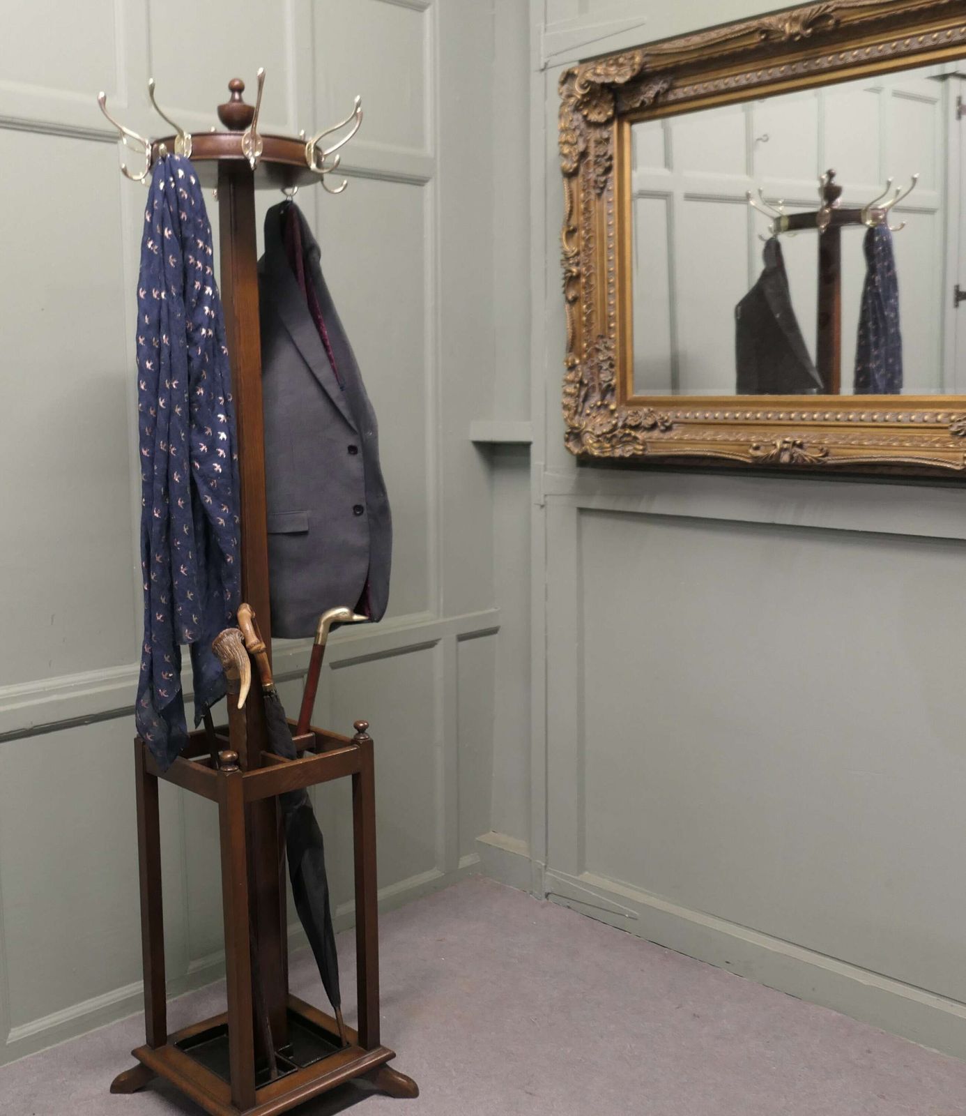 Oak Revolving Hat Coat And Umbrella Hall Stand photo Home Decor