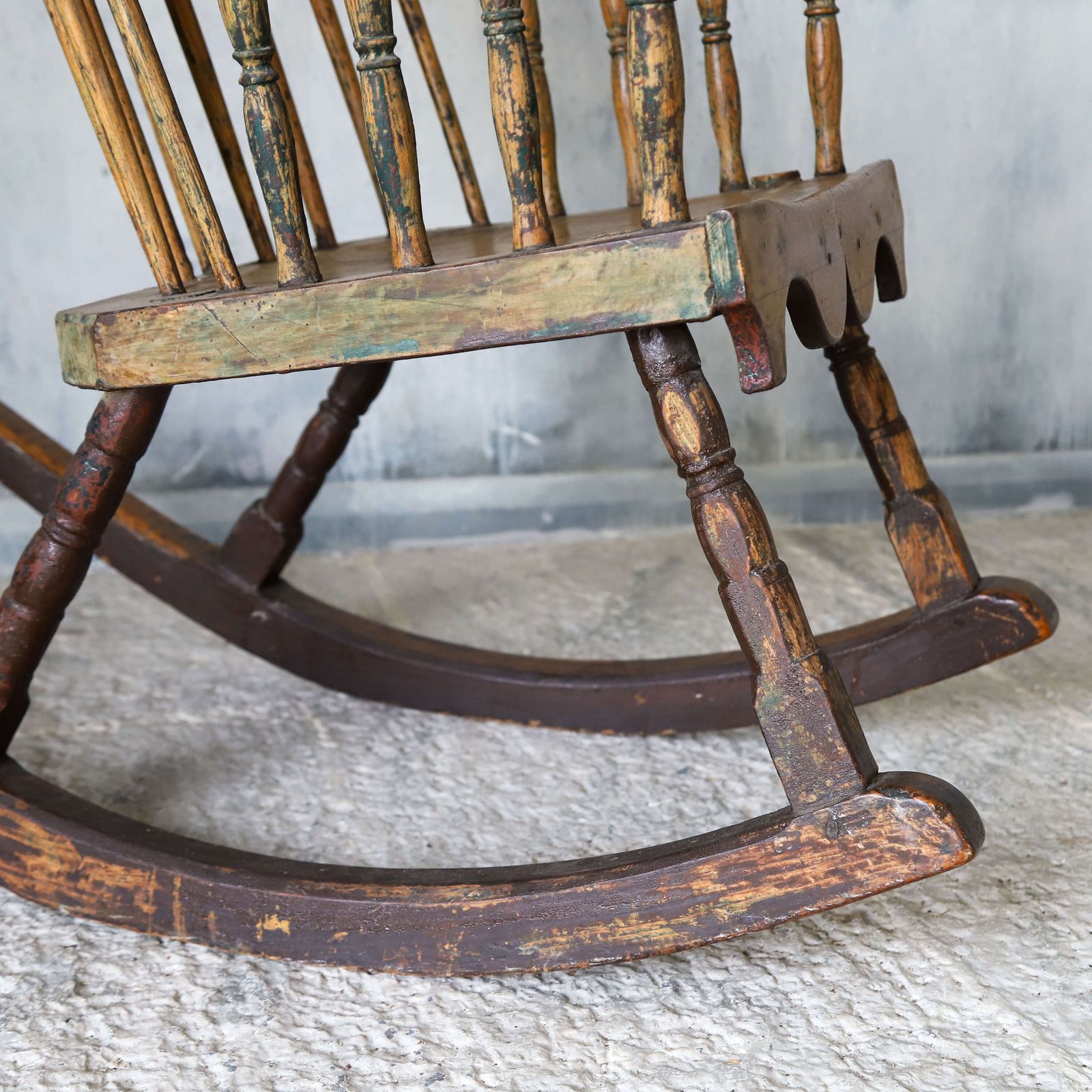 19th Century Primitive Vernacular English Comb Back Rocking Chair   Ash & Sycamore, C.1840 photo vintage