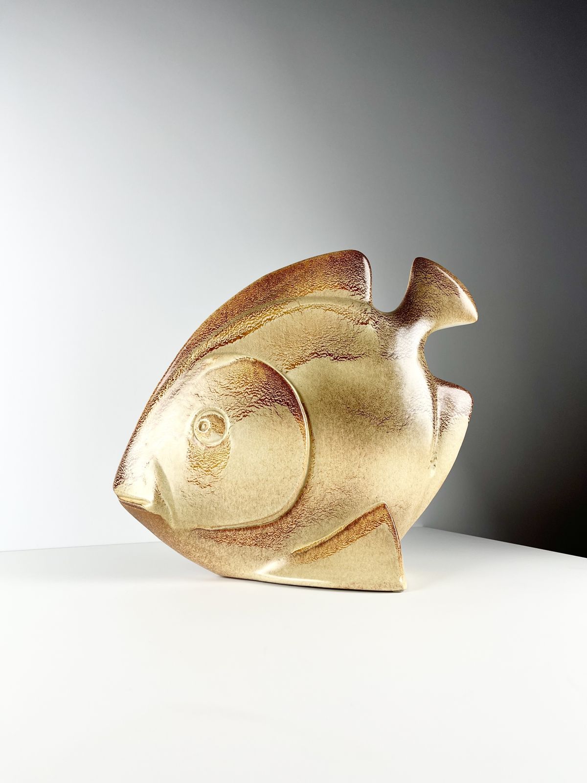 Home Decor Roberto Rigon For Bertoncello Large Modernist Fish Vase, Italian 1970s photo
