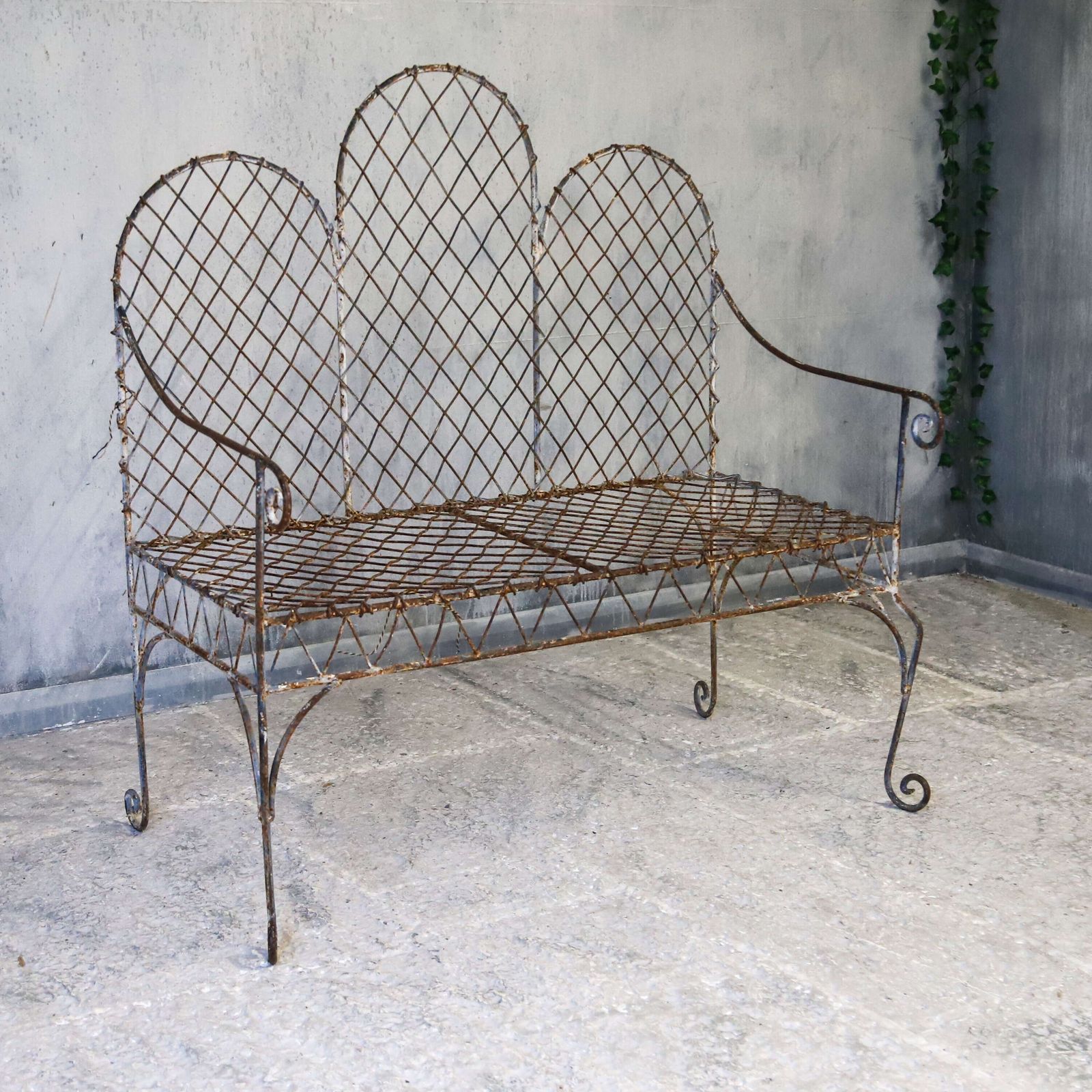 French Gothic‑Influenced Metal Garden Bench photo for sale