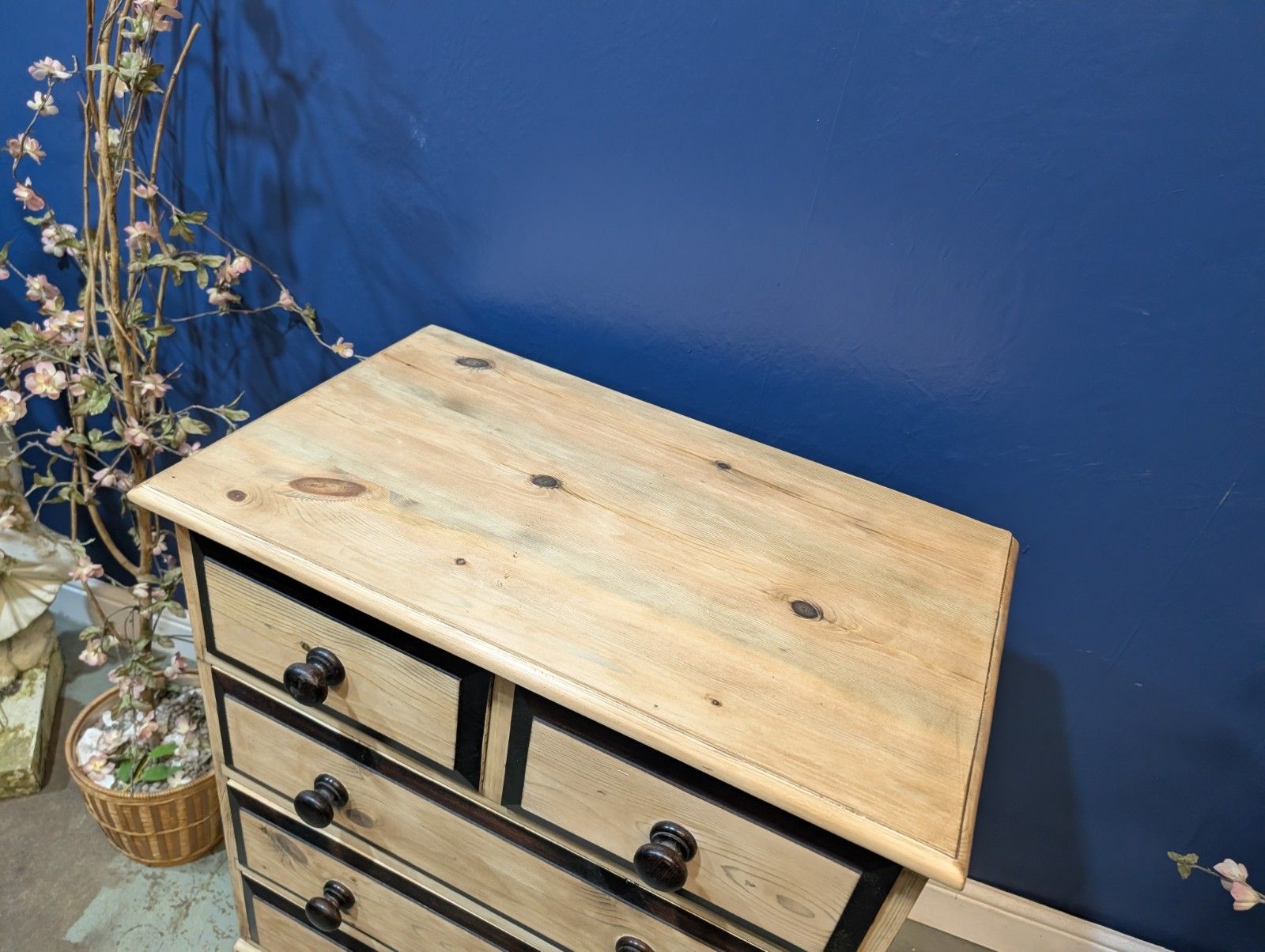 Antique Victorian Pine Chest Of Drawers Two Over Three Refurbished Sanded photo for sale