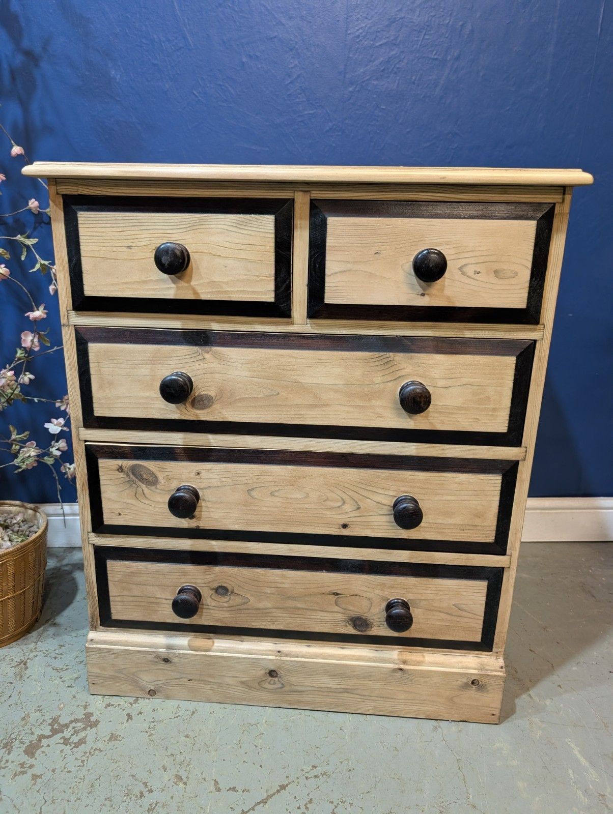 photo for sale Antique Victorian Pine Chest Of Drawers Two Over Three Refurbished Sanded