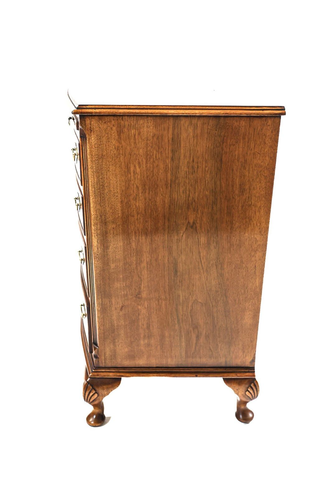 Burr Walnut Bowfront Chest With Slide 1930s photo vinterior