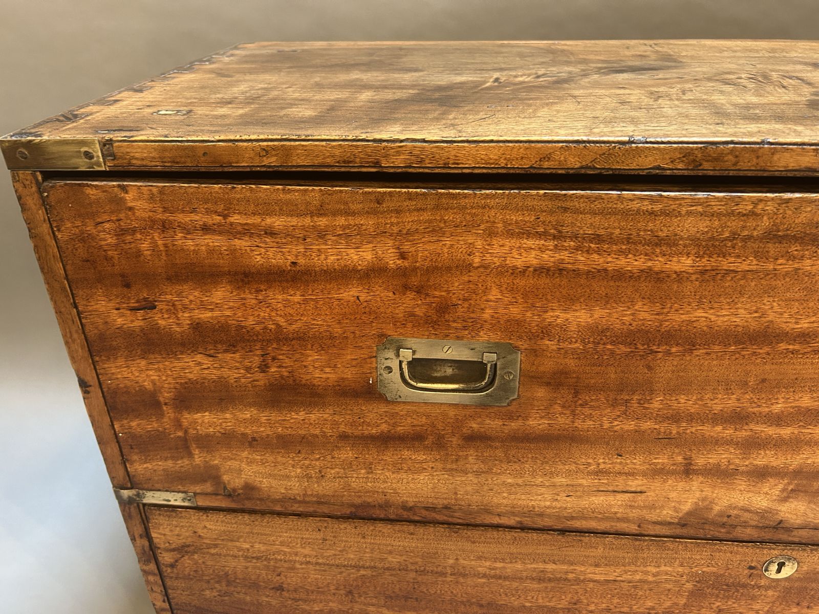 C19th Campaign Low Chest Of Drawers photo buy