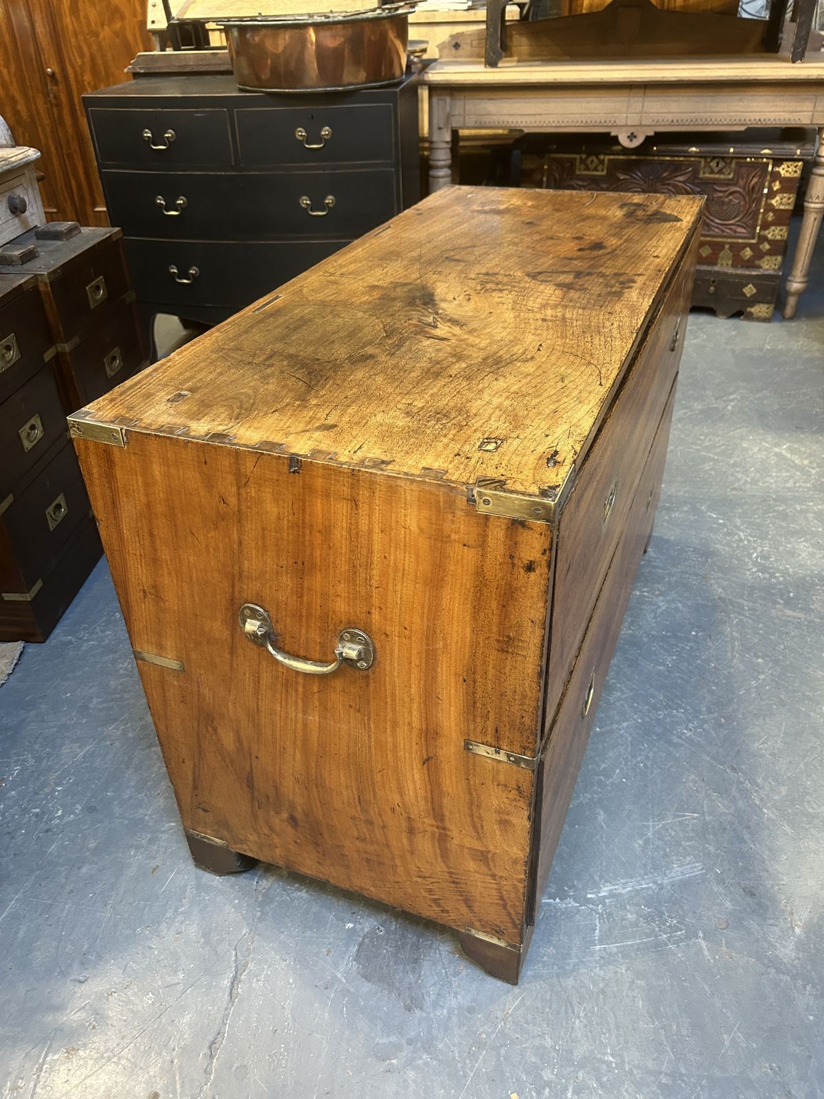 1060.0 C19th Campaign Low Chest Of Drawers photo