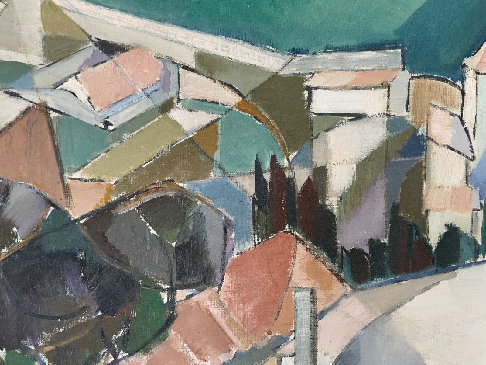 photo furniture Vintage Original Modernists Oil On Canvas Landscape By Nini Landgren (1903 1976)