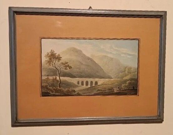 Six Early 19th Century Watercolors On Paper – Landscapes With Aqueduct And Bridge photo for sale