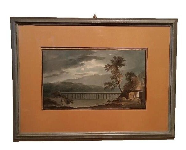 Six Early 19th Century Watercolors On Paper – Landscapes With Aqueduct And Bridge photo buy