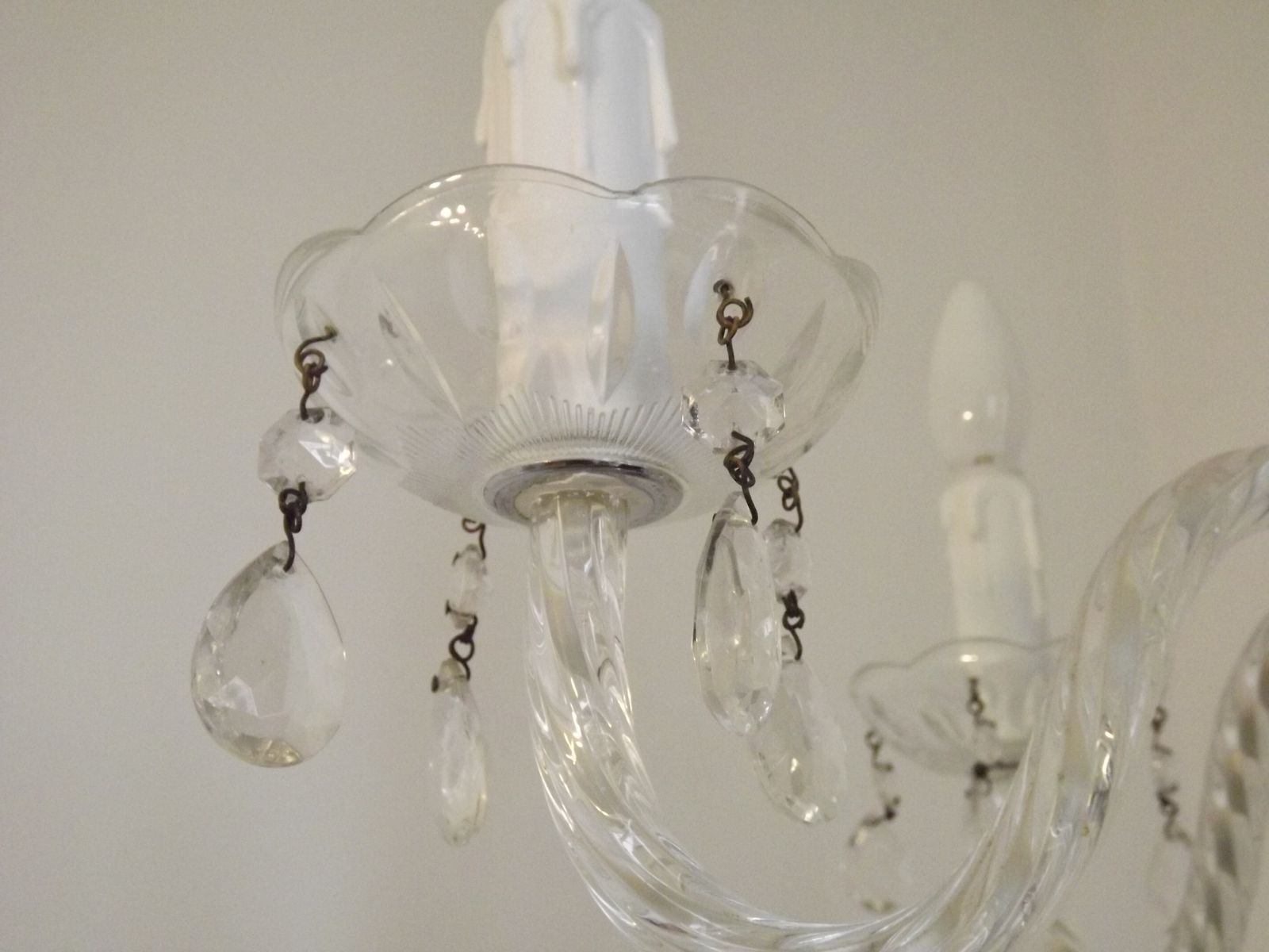 photo furniture French Vintage 5 Light Chandelier With Barley Twist Glass Arms Adorned With Assorted Crystals