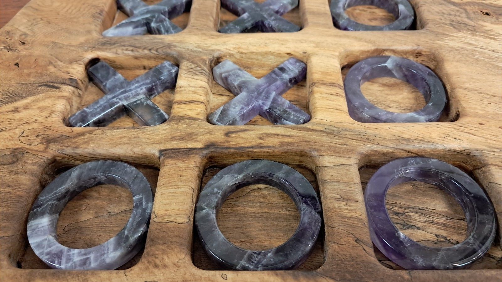 Anna New York By Rablabs Afora Tic Tac Toe Game In Acacia Wood & Amethyst photo furniture