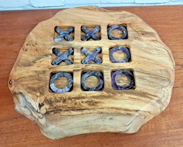 Anna New York By Rablabs Afora Tic Tac Toe Game In Acacia Wood & Amethyst photo vintage