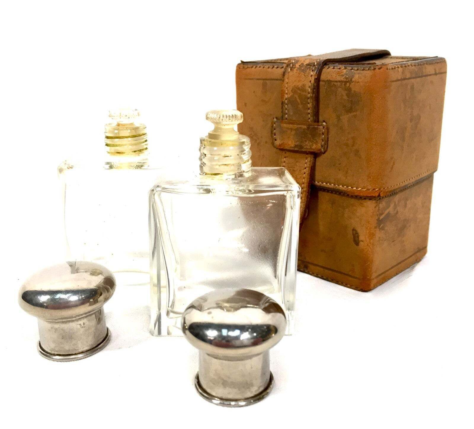 Antique Glass Fragrance / Perfume Scent Bottles In Travel Case C.1930 photo furniture