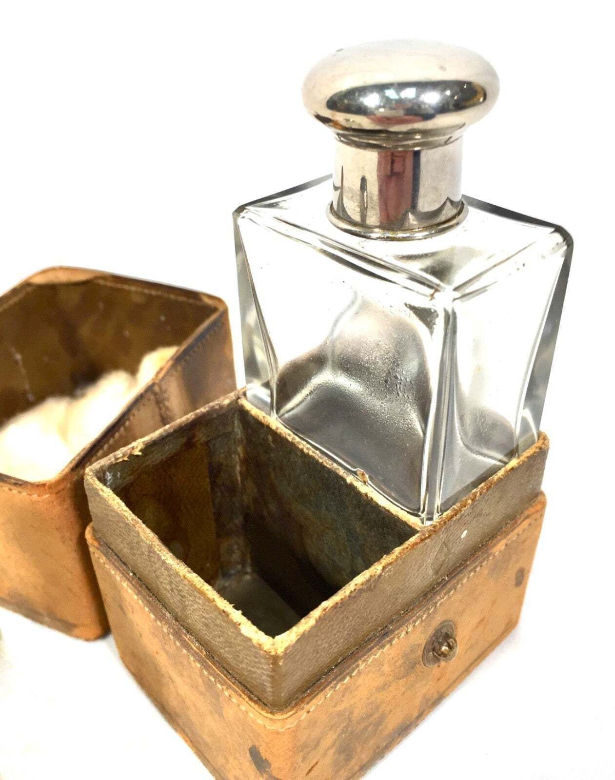 Antique Glass Fragrance / Perfume Scent Bottles In Travel Case C.1930 photo buy