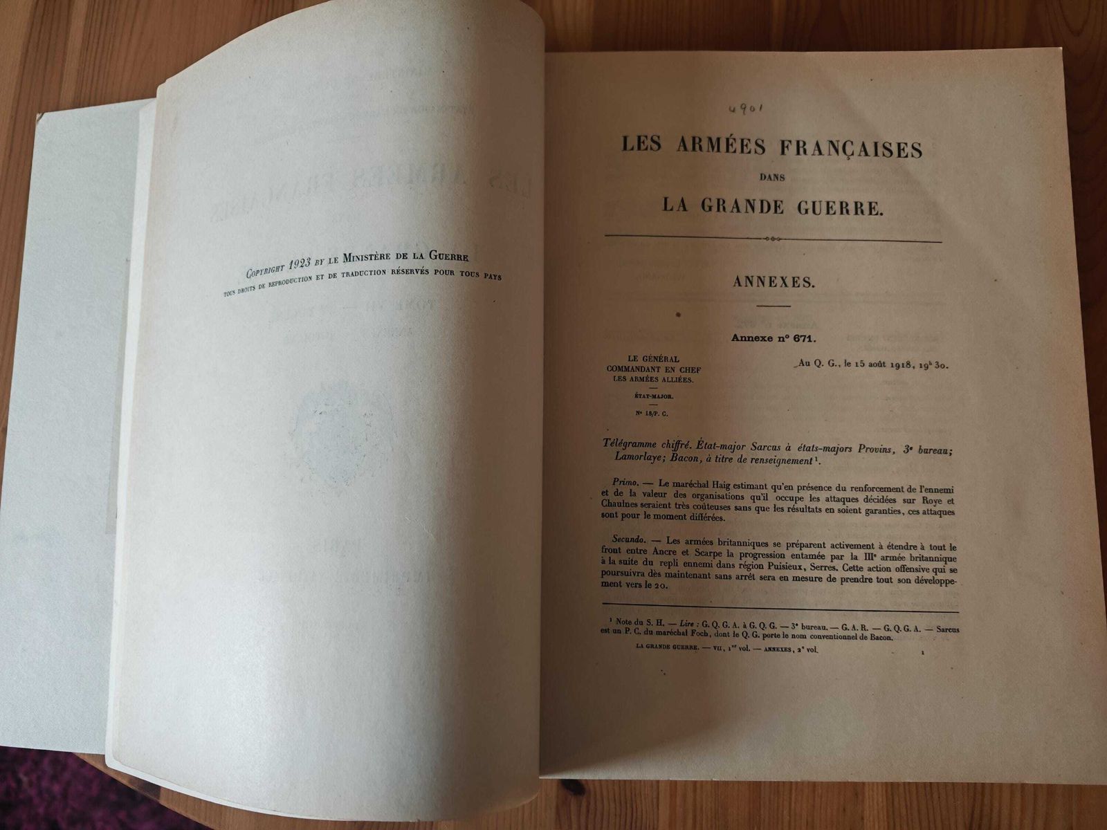 photo buy Antique "Les Armees Francaises Dans La Grande Guerre"   Tome VII  Volume I   Full Set (Book, Annexes & Maps) Very Good Condition   1925